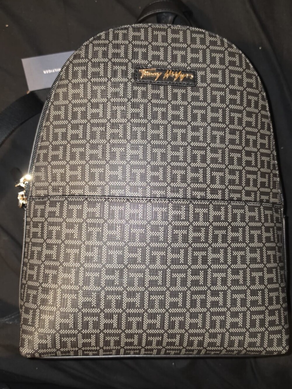 Tommy Hilfiger Black & Brown Monogram Backpack